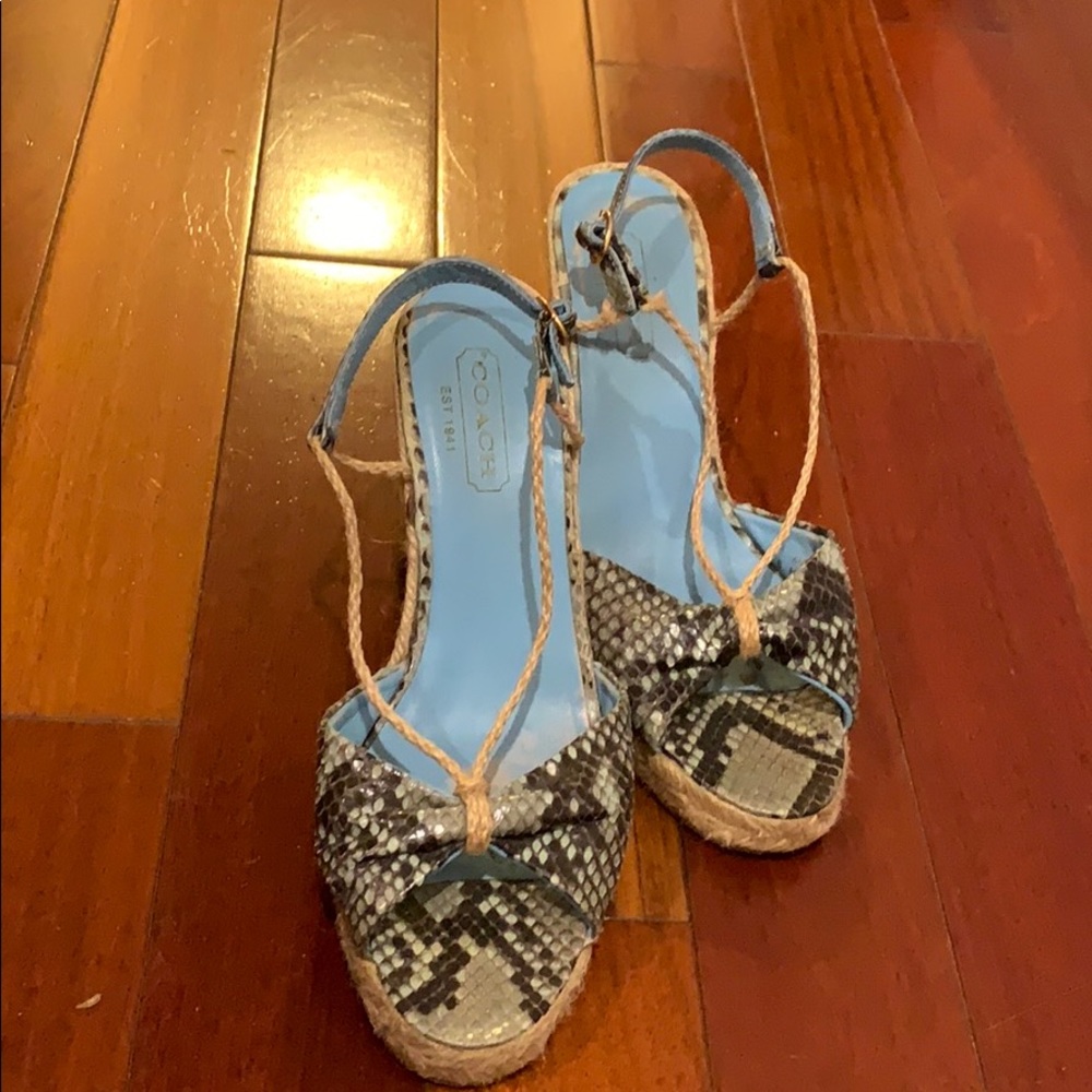 Vintage coach blue crocodile wedge